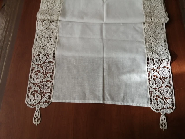 Tovaglia RICAMATA A MANO made in Italy PURO LINO BELGA ISABELLE