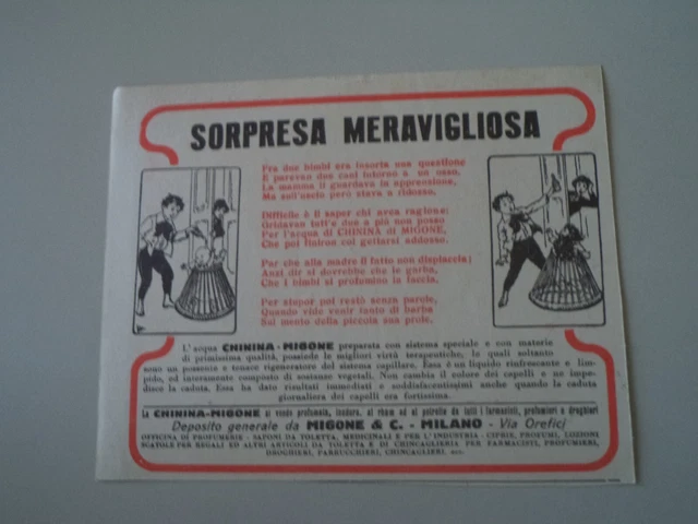 advertising Pubblicità 1927 CHININA MIGONE