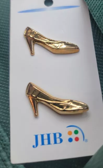 2 Gold High Heel Shoe Buttons Sewing Scrapbook Craft 90118