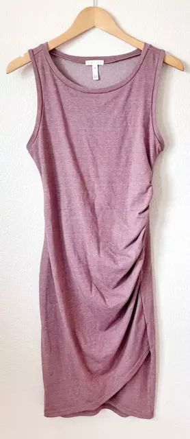 Leith Womens Sleeveless Tank Dress Size Medium Ruched Body Con Tulip Hem Mauve