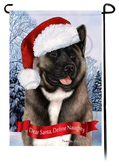 Dear Santa, Define Naughty Garden Flag - Silver Akita 001A