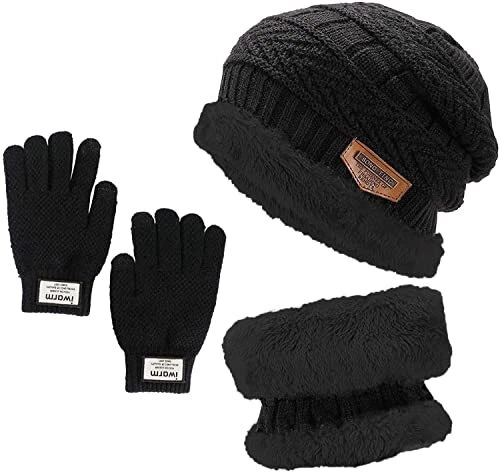 Gorro de punto cálido de invierno Gorro y bufanda de invierno con forro polar