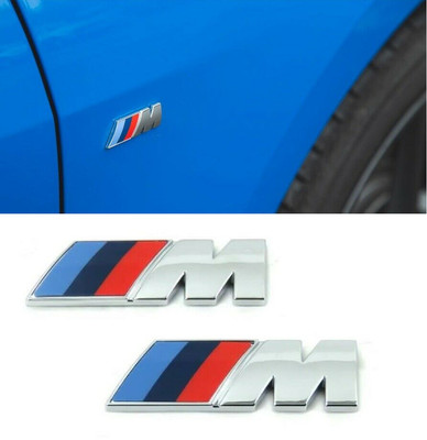 Badge Logo Ailes Coté BMW M Sport Chrome 45 mm Embleme 1 2 3 4 5 6 Lot de 2 Logo 