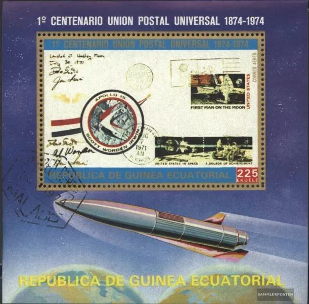 Äquatorial-Guinea Block109 (kompl.Ausg.) gestempelt 1974 100 Jahre Weltpostverei