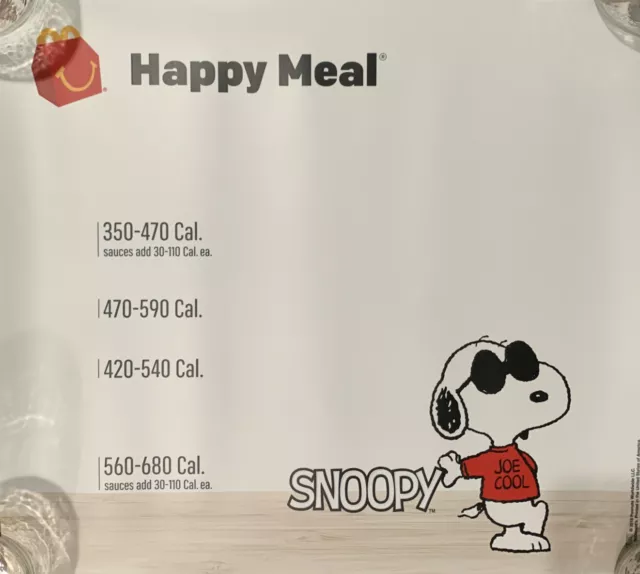 McDonald's Translite Plastic Snoopy Joe Cool PEANUTS Happy Meal Poster Ad Sign