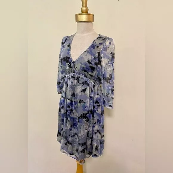 Silk Long Sleeves Blue Women’s Cocktail Party Wedding Decjuba Dress size 12