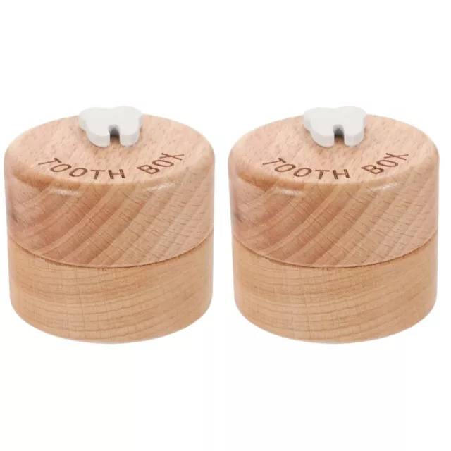 2pcs Baby Teeth Keepsake Box Wooden Tooth Holder Baby First Tooth Collection