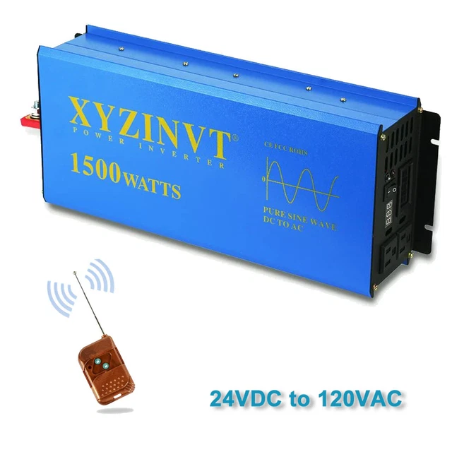 DC to AC Power Inverter 1500W Pure Sine Wave Inverter 24V to 120V Solar system