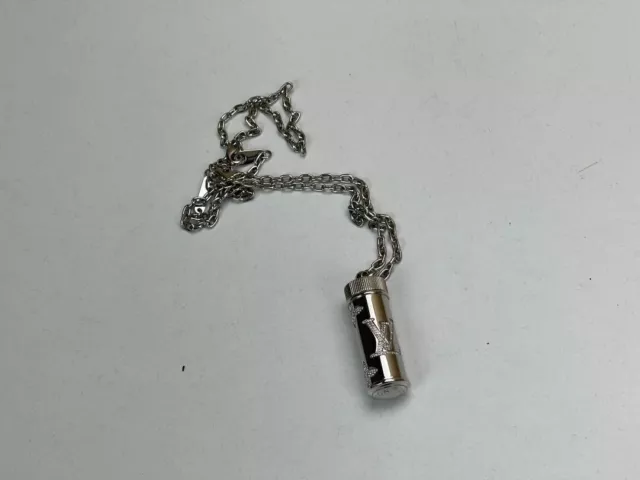 LOUIS VUITTON Monogram Chain Shades Locket Pendant Necklace Silver 1233554