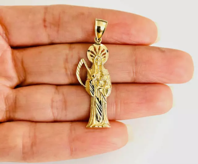 14K Gold Grim Reaper,Holy Death,Angel of Death Pendant /14K Santa Muerte- PT1158