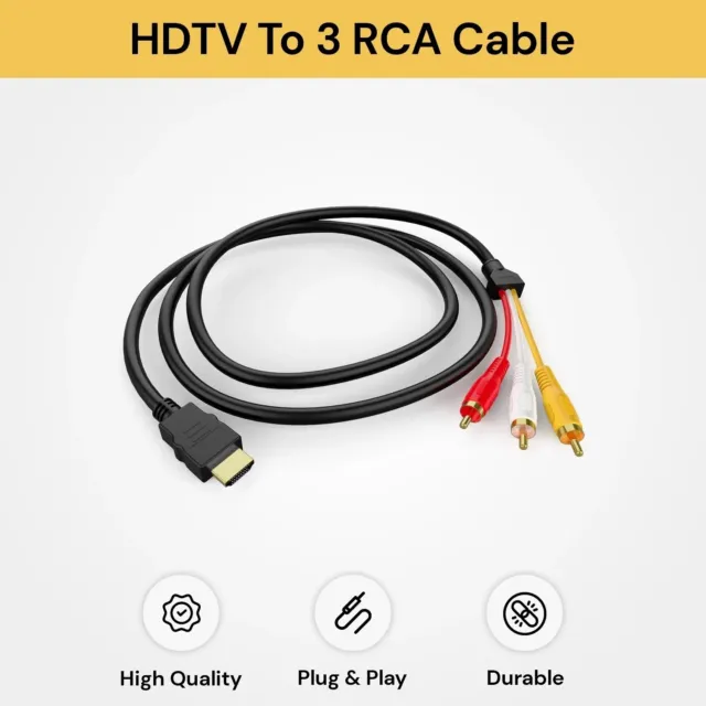 HDMI Male to 3 RCA RGB Male AV Video Audio Adapter Cable For HDTV DVD Player AU