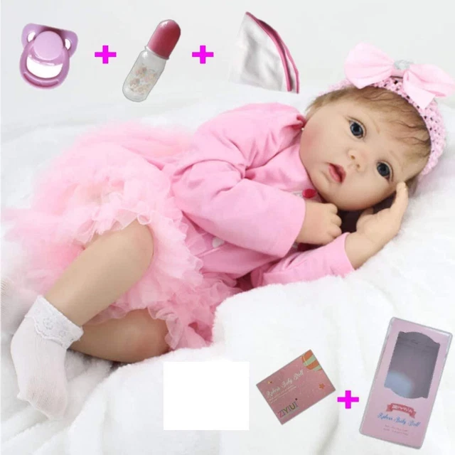 22" Reborn Dolls Soft Silicone Vinyl Handmade Newborn Doll Girl Baby Xmas Gifts
