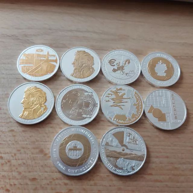 10 x 10 euro Gedenkmünzen Silber 925 teilvergoldet