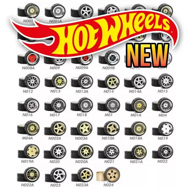 Hot Wheels ALLOY N-CLASS Real Riders Wheels Rims Tires Set for 1/64 Scale
