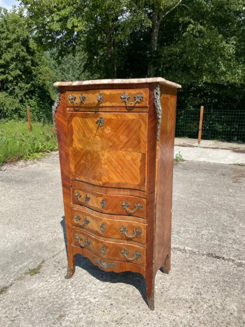 Bureau Secrétaire style Louis XV en marqueterie