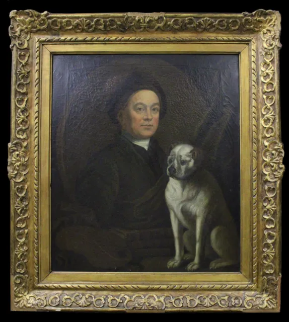 Antico ritratto maschile con cagnolino – Seconda metà del XVIII sec.