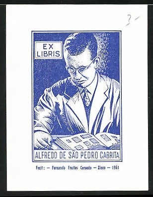 Exlibris von Fernando Freitas Coroado für Alfredo De Sao Pedro Cabrita, Mann si