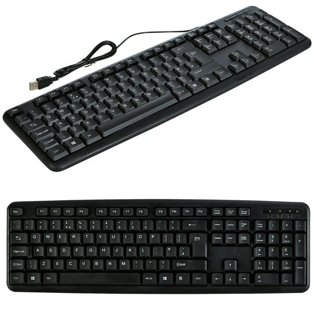 USB WIRED STYLISH Slim Qwerty Keyboard Uk Layout For Pc Desktop