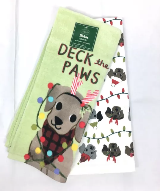 St. Nicholas Square Deck the Paws Dog Kitchen Towels Holiday Christmas