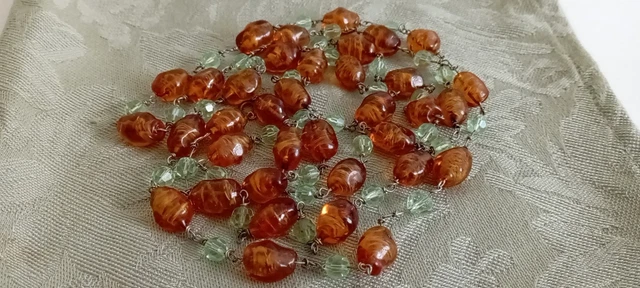 Collier Rétro En Perles à Facettes Bleu Aigue-marine - Modèle 284