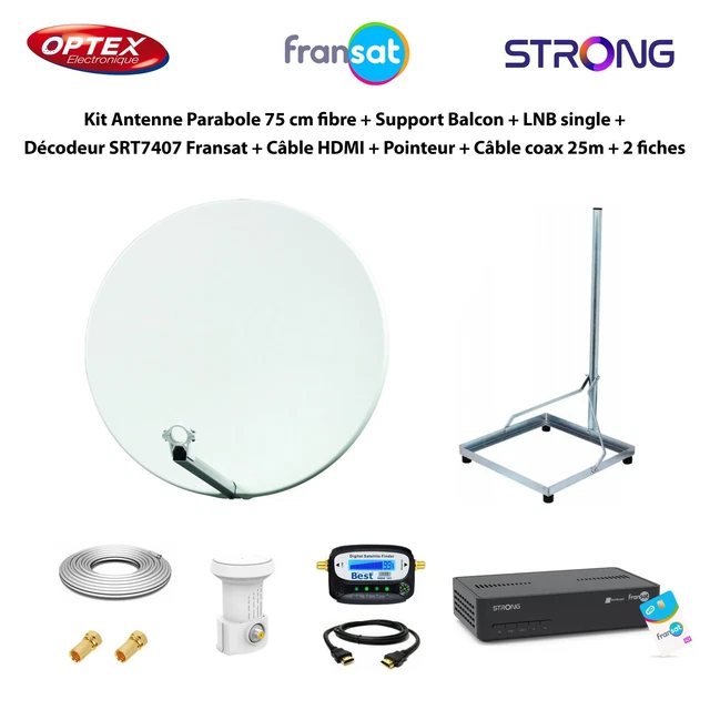 HDSAT Kit Camping Parabole 60 cm bras repliable + Récepteur FRANSAT