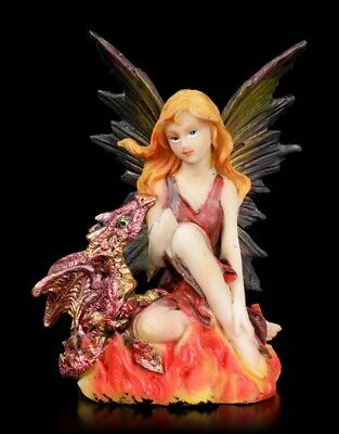 Violet mit kleinem Drachen Elfe Fairy Deko Statue Fantasy lila Feen Figur 