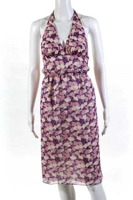 Jill Stuart Womens Floral Halter Chiffon Empire Waist Dress Purple Size 4 LL19LL