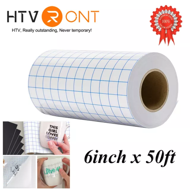 6"x50ft Application Transfer Tape For Vinyl Clear Blue Grid Transfer Paper Roll