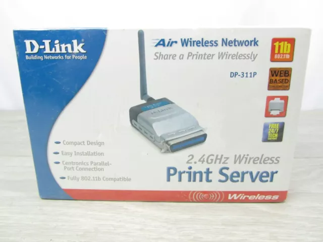 D-Link (DP-311P) Wireless Print Server (11 Mbps) (1 Centronics​) SEALED !