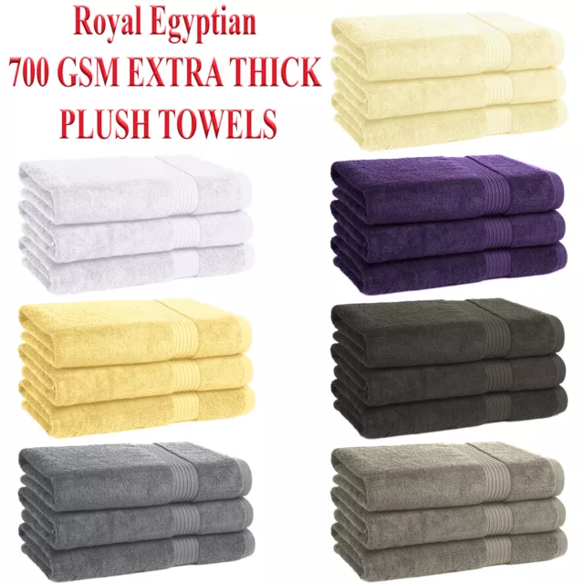 3 Piece Set 700 Gsm Royal Egyptian Plush Cotton Terry Bath Towel Bathroom Sheet