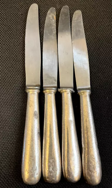 Christofle Silver Dinner Knife 8" French Marine Nationale Navy Anchor (Set Of 4)