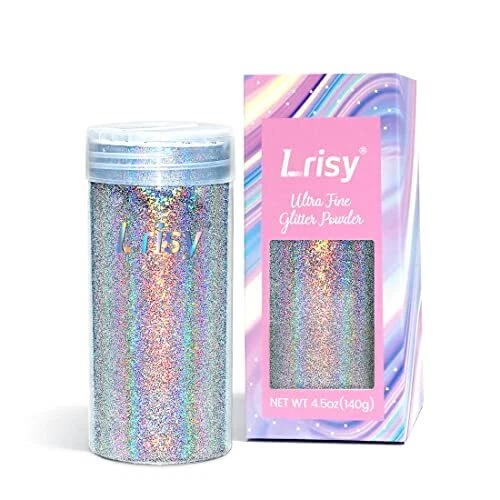 Polvo de brillo extra fino holográfico Lrisy con tapa agitadora brillo artesanal Seq...