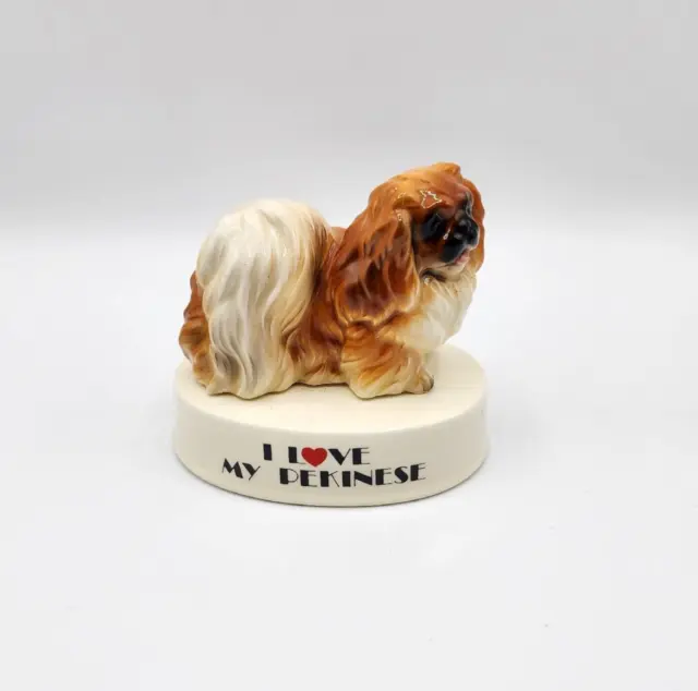 Vintage I Love My Pekinese Dog Figure George Good Porcelain Japan Pekingese 3"