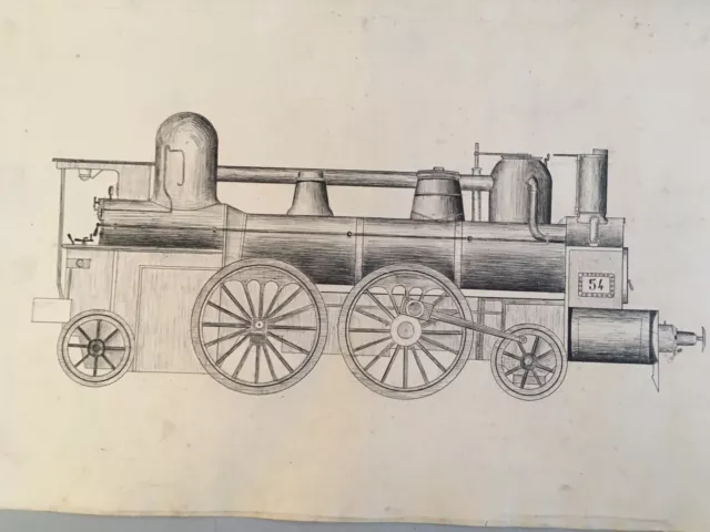 dibujo grande Locomotora Tren Ferroviaria 60cm Tinta Portando El Número De 54