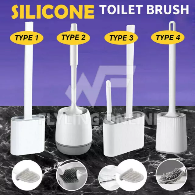 Bathroom Silicone Bristles Toilet Brush Holder Creative Cleaning Brush Set