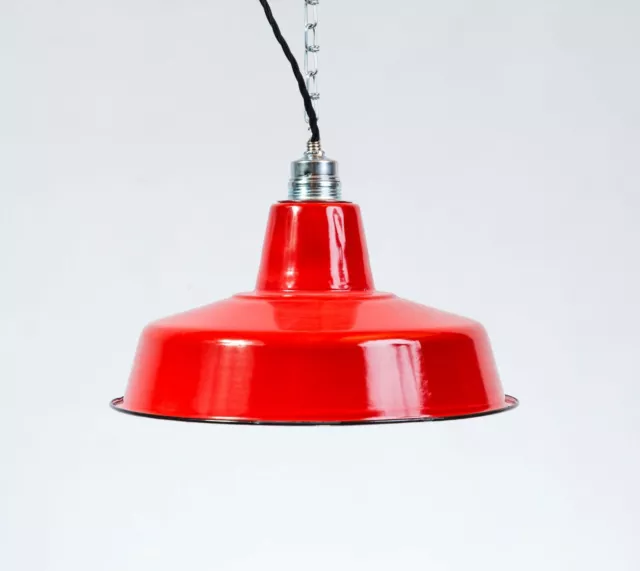 Fabriklampe FACTORY 31cm rot Emaille Lampe  Enamel Industrial Lighting Smaltata