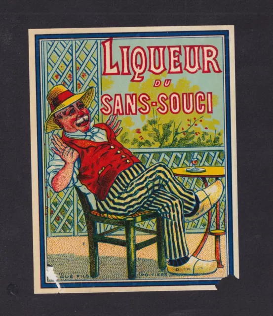 Ancienne étiquette glacée  alcool   BN150447 Liqueur Sans Souci Homme