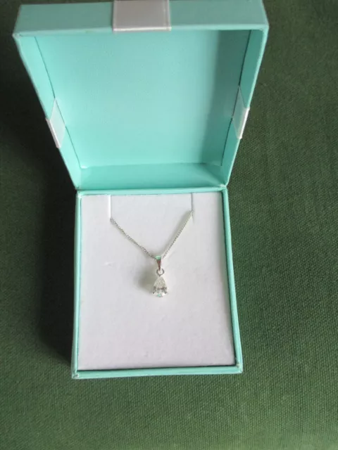 Sterling silver & Simulated Diamonique diamond Pendant and curb chain. Boxed