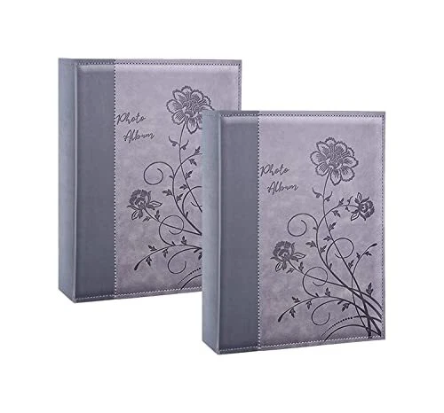 Pequeño álbum de fotos paquete de 2x6, cada paquete con 26 transparentes 50 bolsillos/2 piezas gris