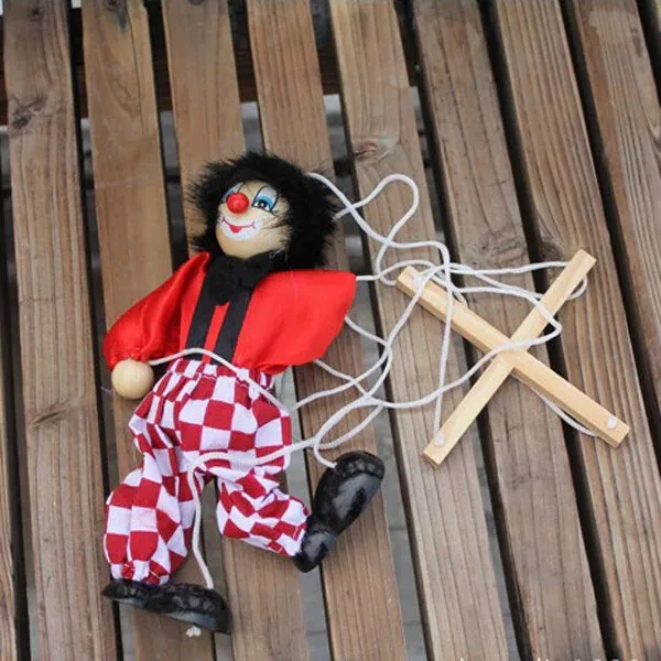 Random 1pc Wooden Clown Marionette Puppet Toy For Kids Funny Gifts