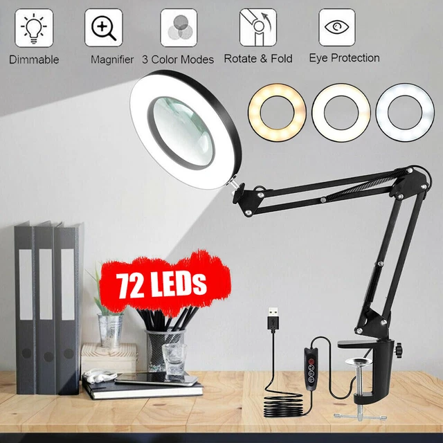 72 LED lente di ingrandimento luce da lavoro lampada a lente di ingrandimento 5 scomparti con morsetto lampada da lettura