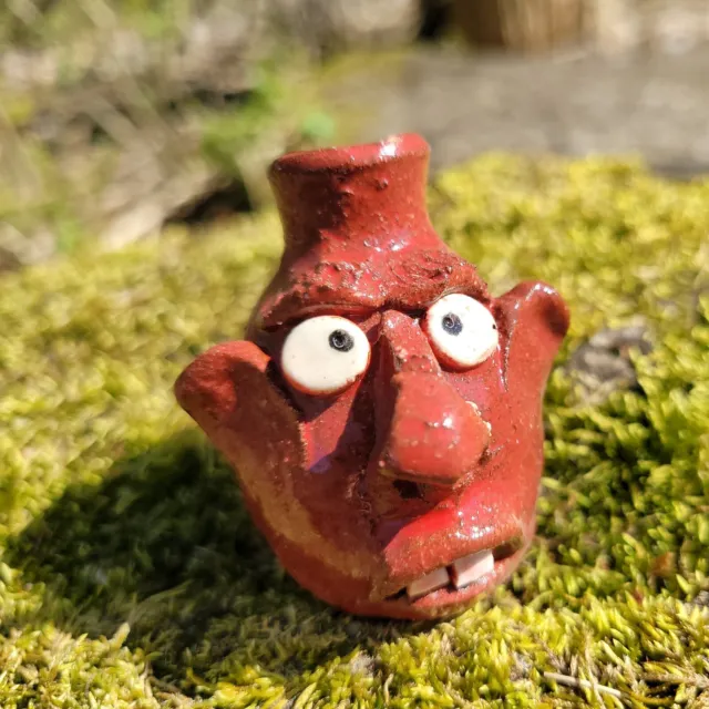 2.25" Mini Red Face Jug by Wayne Hewell