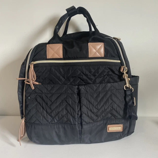 Skip Hop Forma Diaper Bag Backpack Black Gold Detail Inner Outer Pockets FLAW