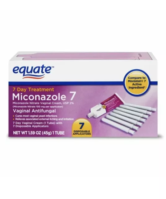 2 cajas - Crema vaginal equitativa de miconazol 7 con aplicadores desechables, 1,59 oz