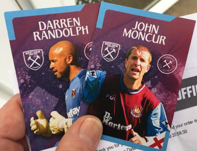 WEST HAM's DARREN RANDOLPH & legend JOHN MONCUR Hammers Collectable Cards 21/22