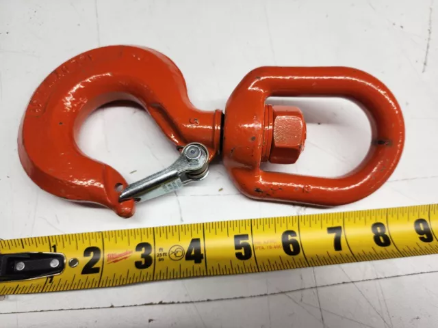 CM M3505A 3 Ton WLL 5/8" Grade 80 Orange Swivel Rigging Hook w/ Latch Steel USA