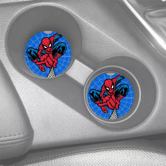 Spider And Web Rubber Car Coasters Absorbent Car Cup Holder SET OF 2