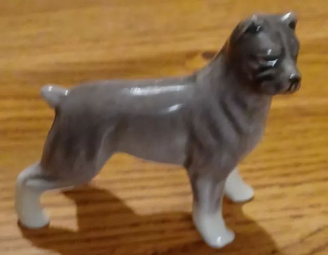 Vintage Miniature Porcelain Boxer Dog Gray Figurine Made in Japan 2