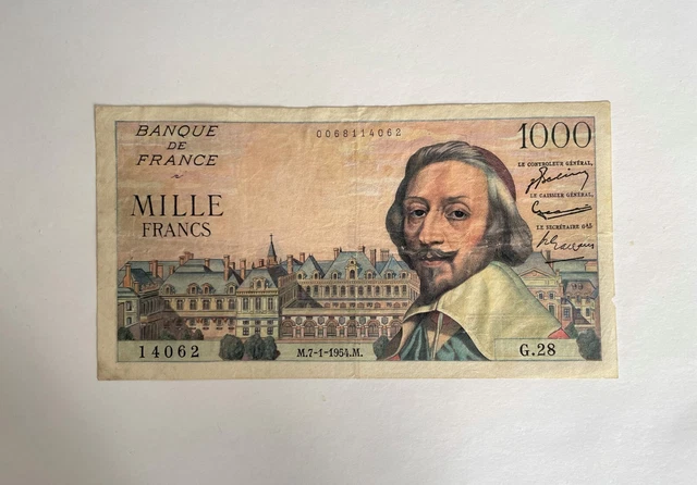 Ancien Billet De Banque De 1000 Francs  " Richelieu "