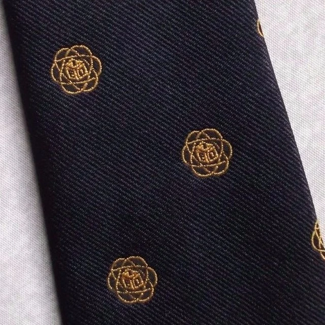 Tie Necktie Mens Vintage Crested Club Association Society Black Gold